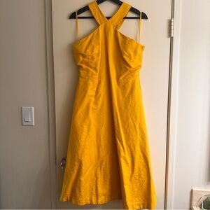 Ann Taylor Yellow Linen Midi Dress | Size 6 | Summer Statement Dress